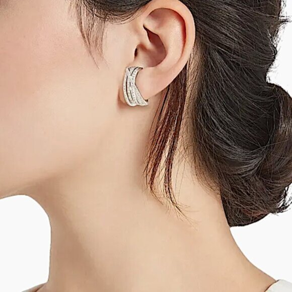 NEW~ Anthropologie Shashi Roux Silver & CZ Multi-Band Stud Earrings - Picture 6 of 11